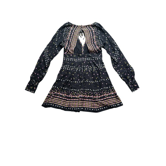 NWT Free People Coryn Mini Dress Size 8 Black Dots Boho‎ Back Cut Out Whimsigoth - Picture 7 of 8